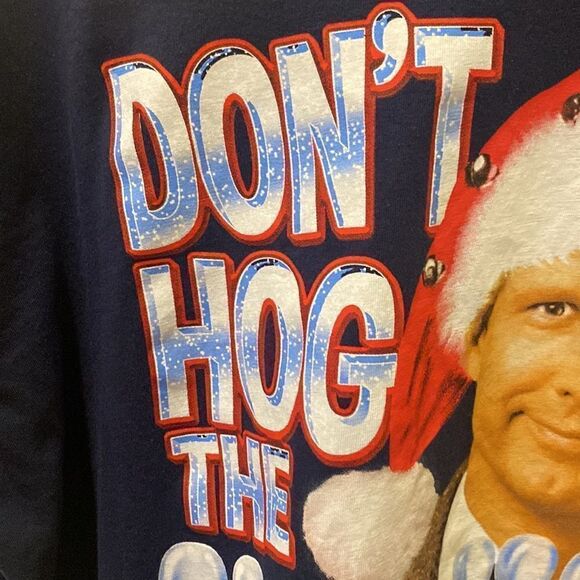 National Lampoons Christmas Vacation  Blue Dont Hog The Nog T-Shirt  XL - Picture 6 of 11